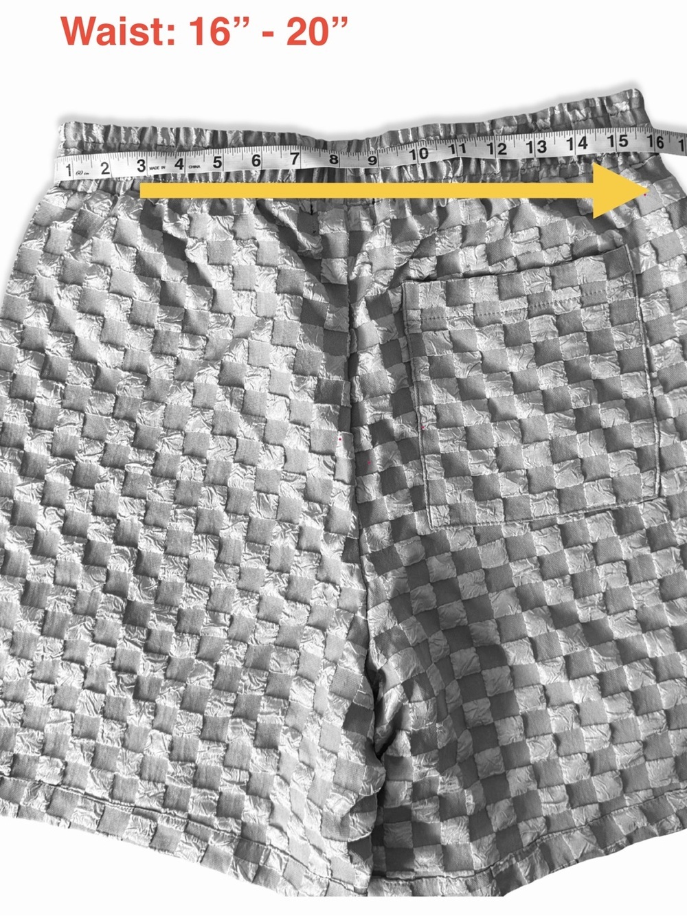 Fashion Nova Men Crinkle Textured Checkered Shorts in Grey Available as SET -NWT - Picture 5 of 10